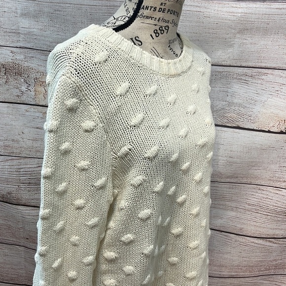 Vince Camuto Popcorn Sweater Antique White Cotton Size Large - Picture 4 of 10